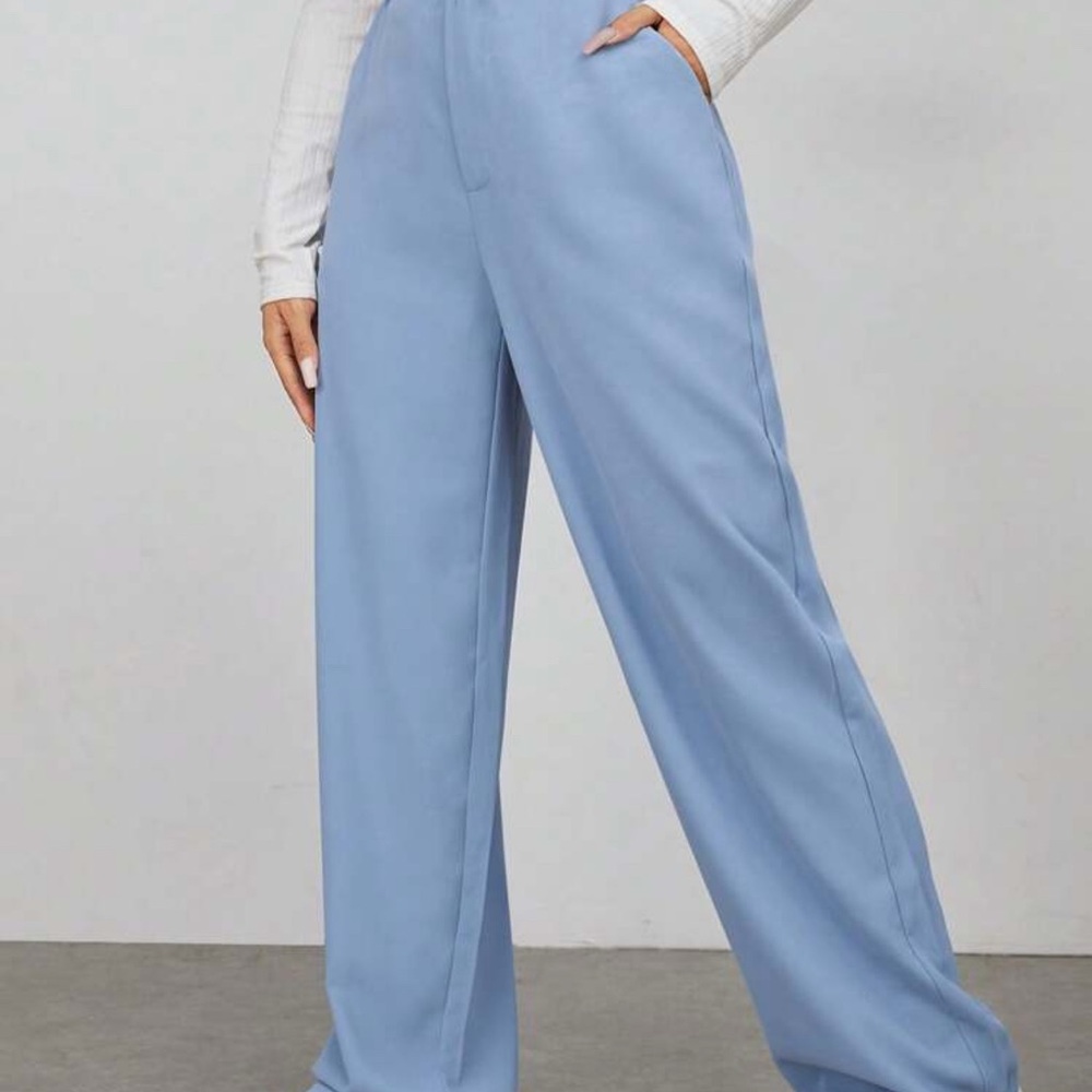 Elegant Blue Women's Wide-Leg Pants